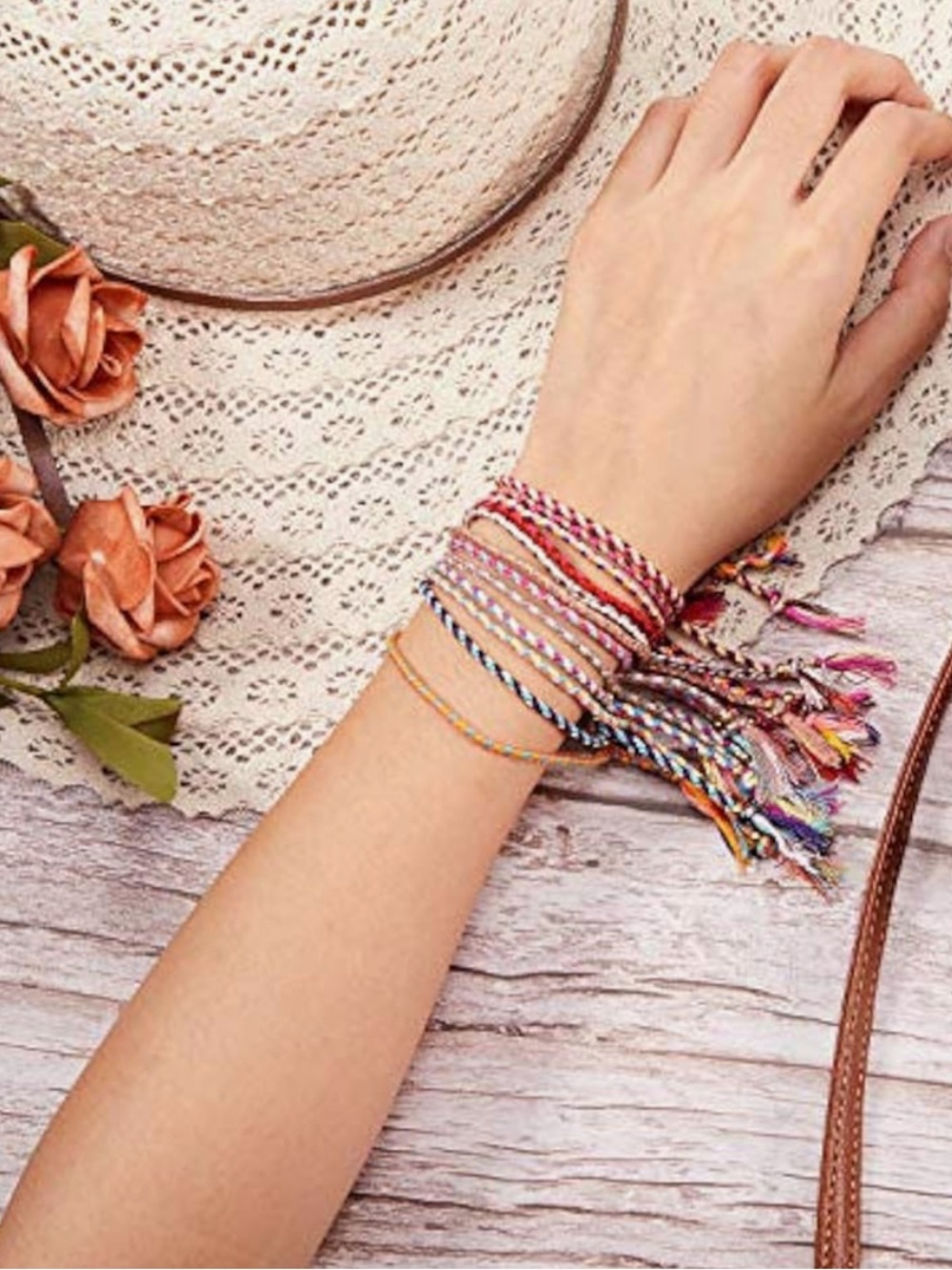 Colorful Braided Friendship Bracelets (set of 17)